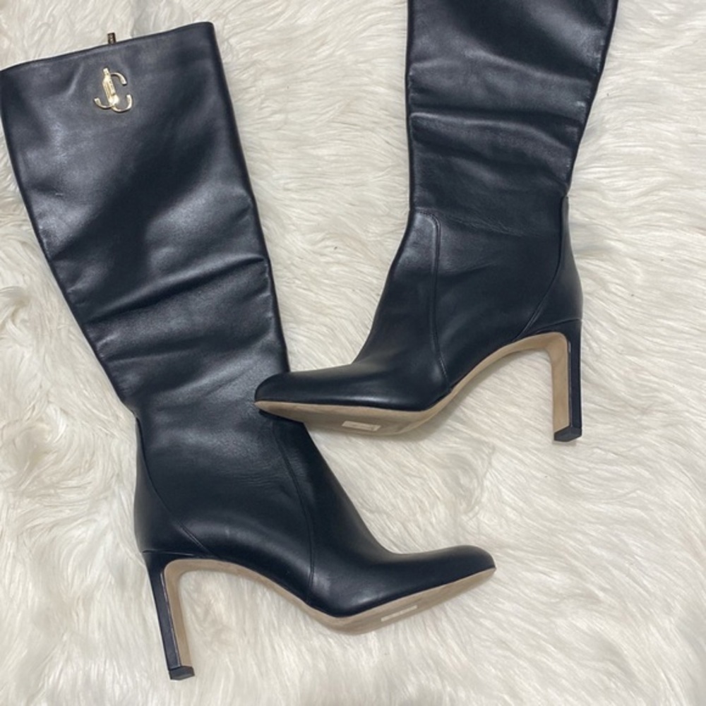 Jimmy Choo Shiny calfskin Mahesa 85 Knee high boots size 38.5 - Picture 10 of 13
